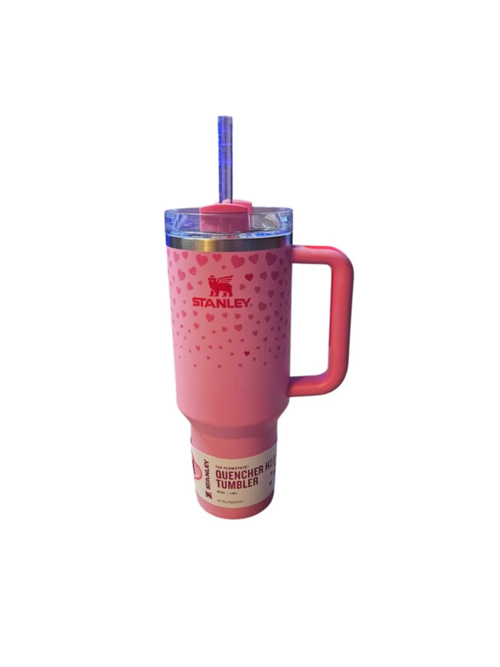 Stanley 40 oz Stainless Steel H2.0 Quencher Tumbler Pink Hearts Valentine's Day - Picture 3 of 8